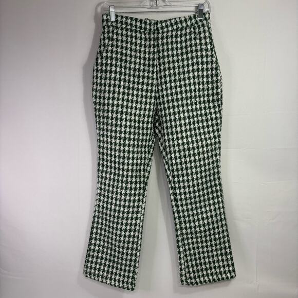Pink Ripple Green and White Houndstooth Trousers Size Medium LL0723 - Picture 2 of 9